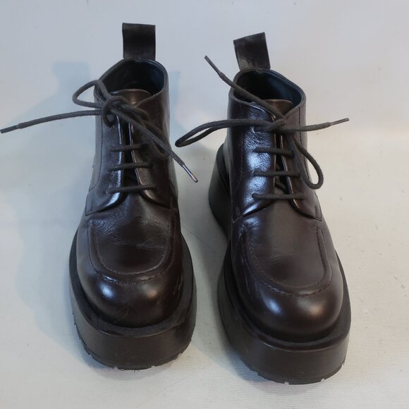 Womens Paloma Barcelo Dark Brown Leather Platform Shoe Bootie 38 US/7.5 - 8 - Picture 3 of 16